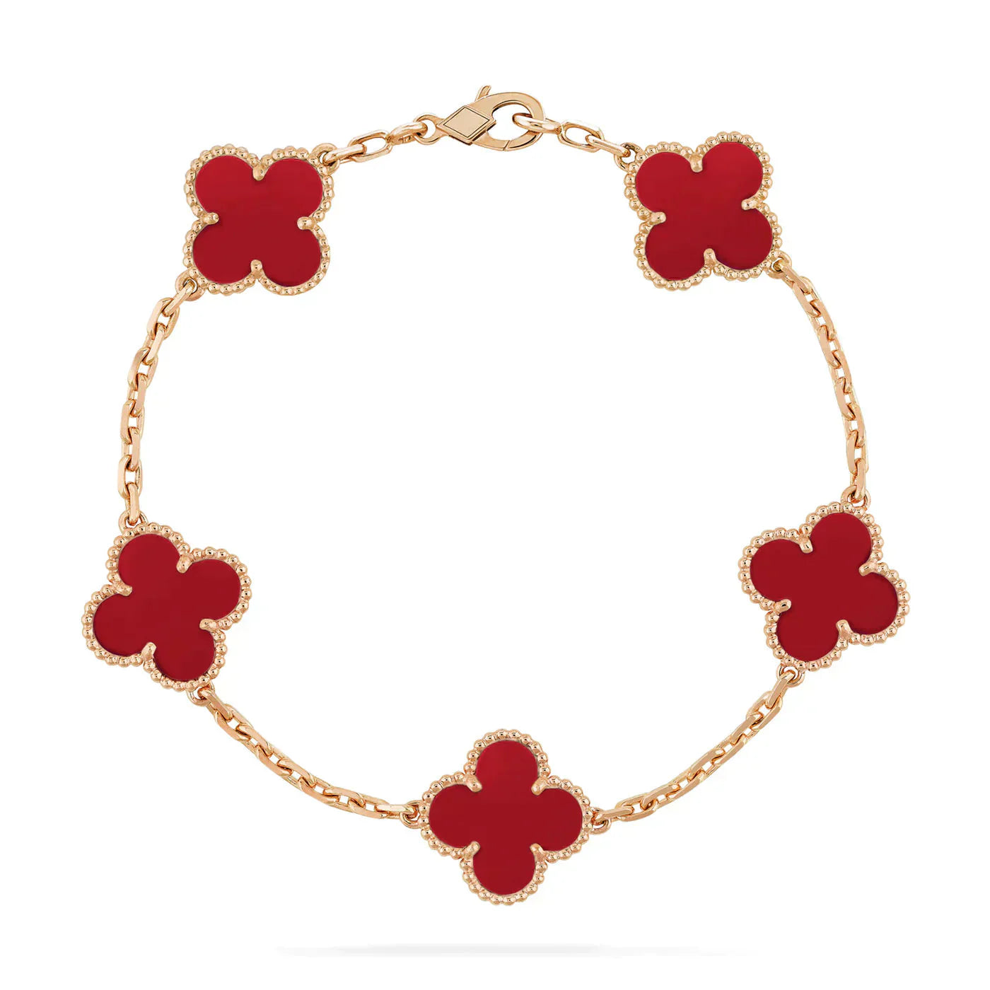 [Rose Jewellery]CLOVER 5 MOTIFS RED AGATE  BRACELET