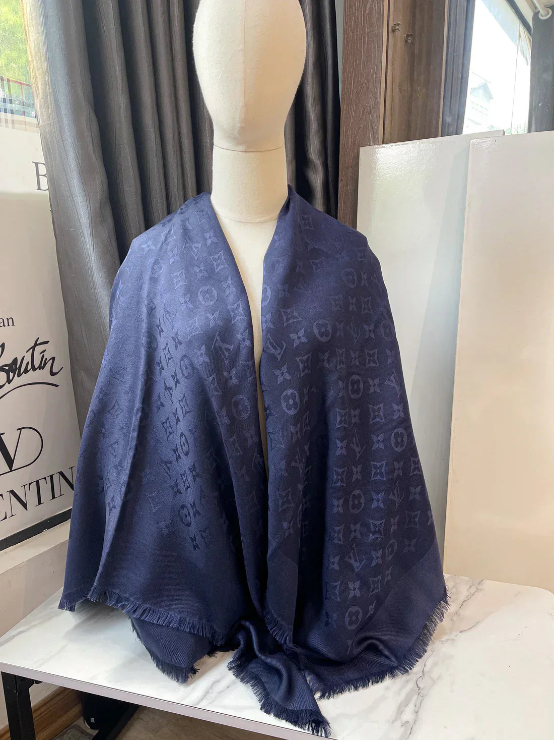 LV Monogram Stole Dark Blue Scarf