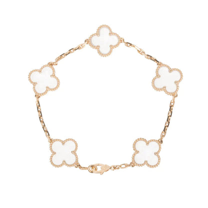 [Rose Jewellery]CLOVER 5 MOTIF ROCK CRYSTAL PINK GOLD BRACELET