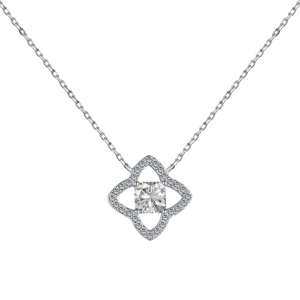 [Rose Jewellery]Exquisite Flower Shape Princess Cut Necklace