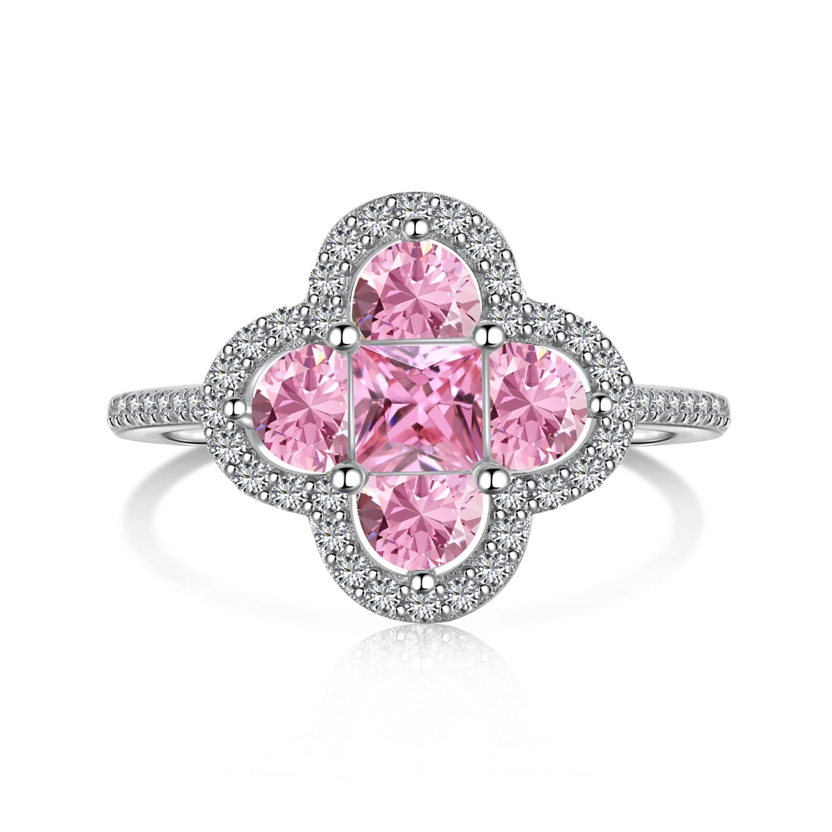 [Rose Jewellery]Luxurious Eternity Flower Shape Banquet Ring