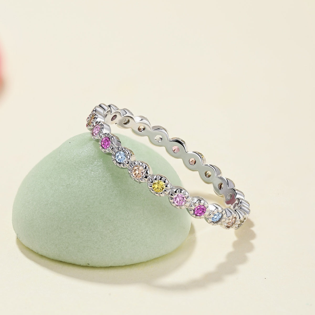 [Rose Jewellery]Radiant Sparkling Round Cut Daily Ring