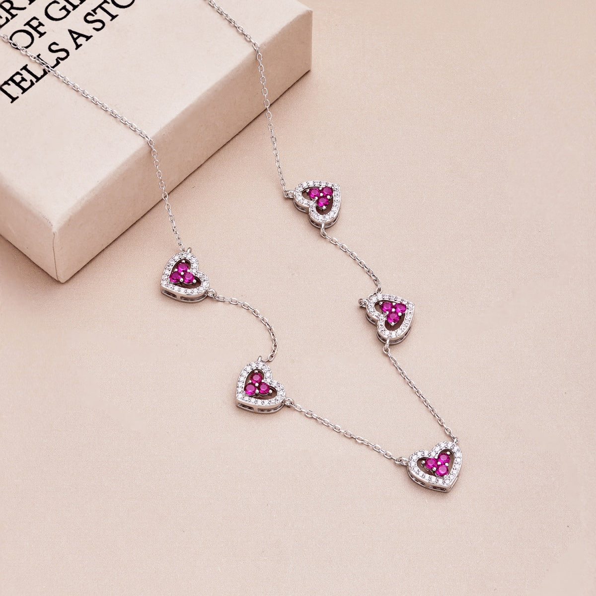 [Rose Jewellery]Sparkling Five Heart Necklace