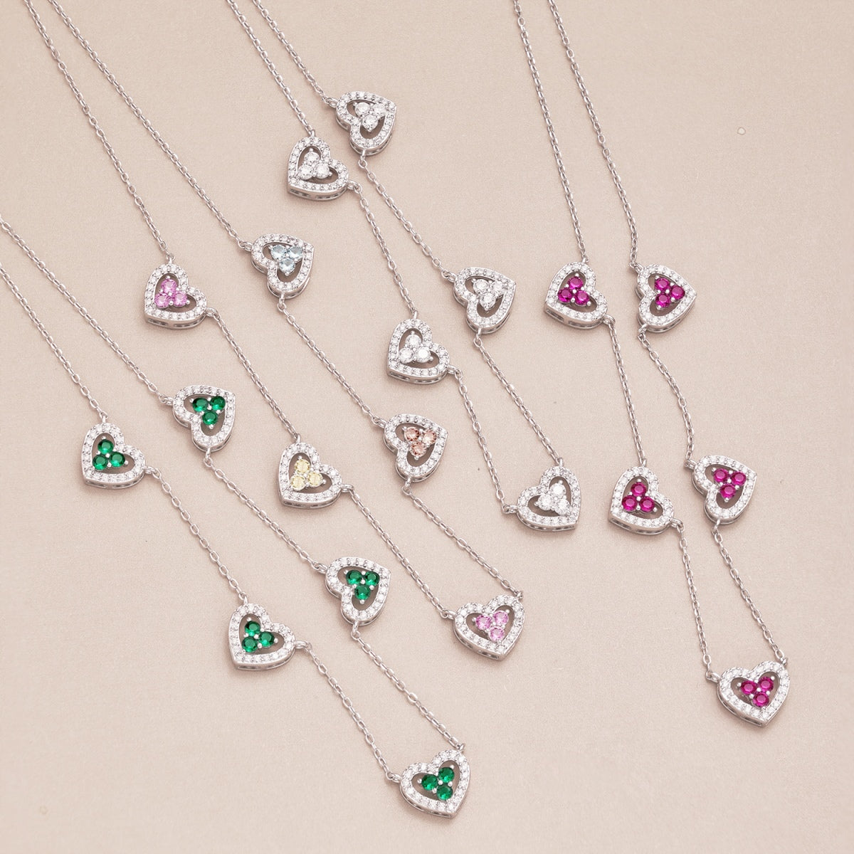 [Rose Jewellery]Sparkling Five Heart Necklace