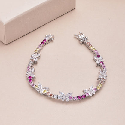 [Rose Jewellery]Ornate Colorful Butterfly Shape Round Cut Daily Bracelet