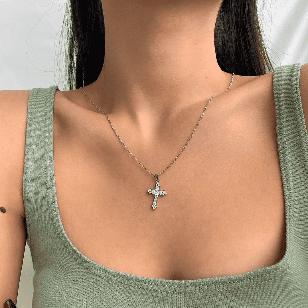 [Rose Jewellery]Delicate Cross Shape Necklace