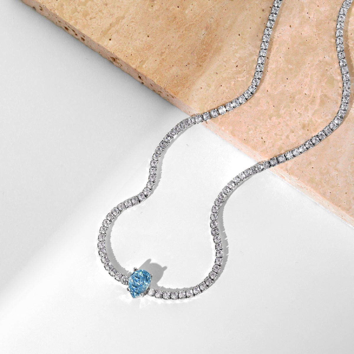 [Rose Jewellery]1.0 carat Unique Pear Cut Tennis Necklace