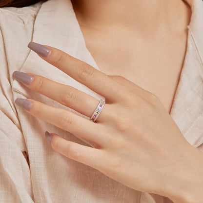 [Rose Jewellery]Delicate Colorful Round Cut Daily Ring