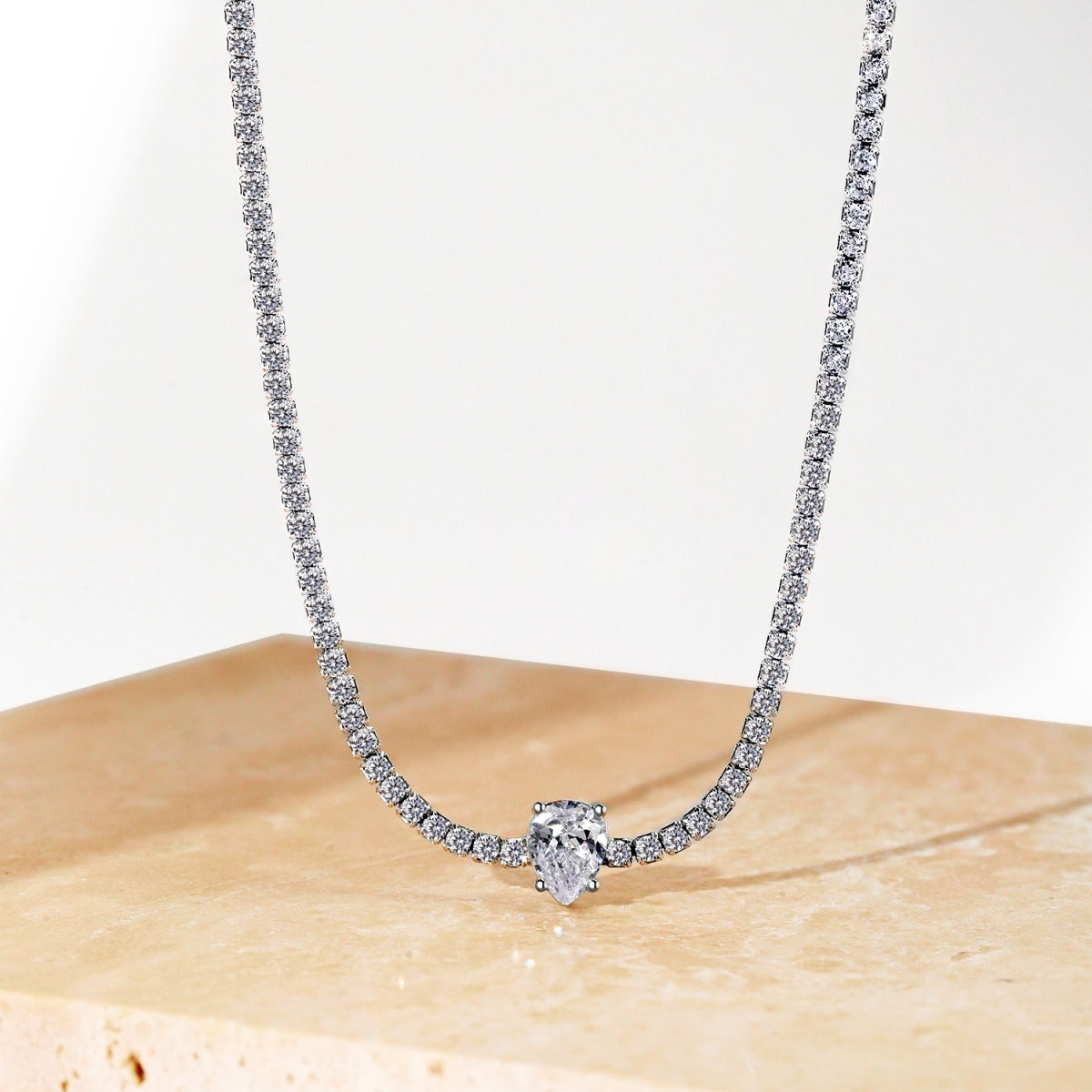 [Rose Jewellery]1.0 carat Unique Pear Cut Tennis Necklace