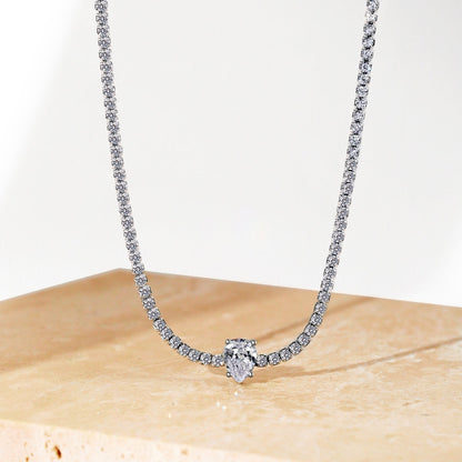 [Rose Jewellery]1.0 carat Unique Pear Cut Tennis Necklace