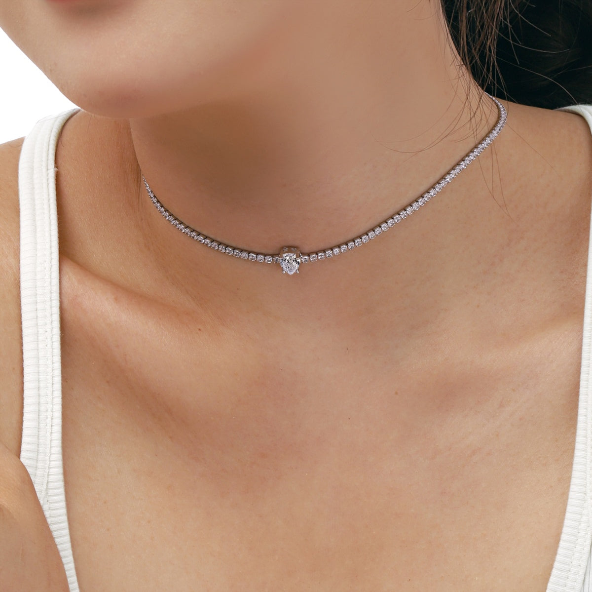 [Rose Jewellery]1.0 carat Unique Pear Cut Tennis Necklace