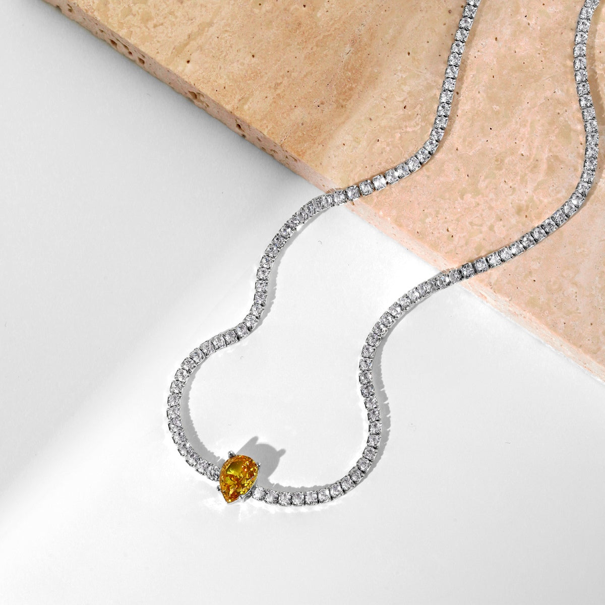 [Rose Jewellery]1.0 carat Unique Pear Cut Tennis Necklace