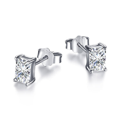 [Rose Jewellery]Stylish Shiny Rectangular Center Stone Stud Earrings