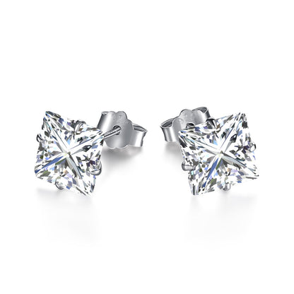 [Rose Jewellery]Stylish Shiny Square Center Stone Stud Earrings