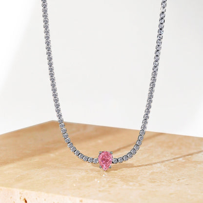 [Rose Jewellery]1.0 carat Unique Pear Cut Tennis Necklace