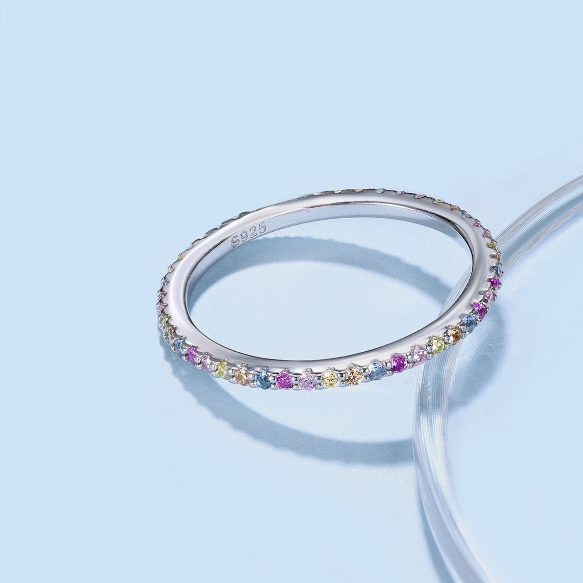 [Rose Jewellery]Ornate Colorful Round Cut Tennis Ring