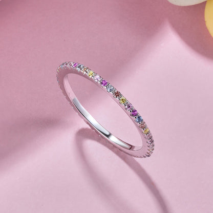 [Rose Jewellery]Ornate Colorful Round Cut Tennis Ring