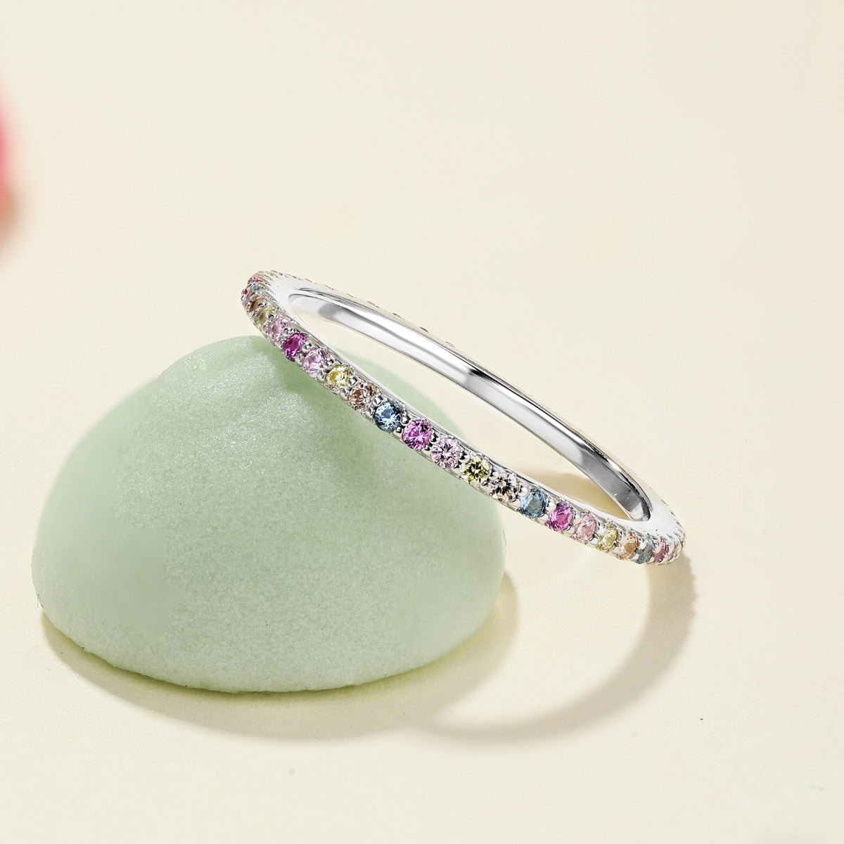 [Rose Jewellery]Ornate Colorful Round Cut Tennis Ring