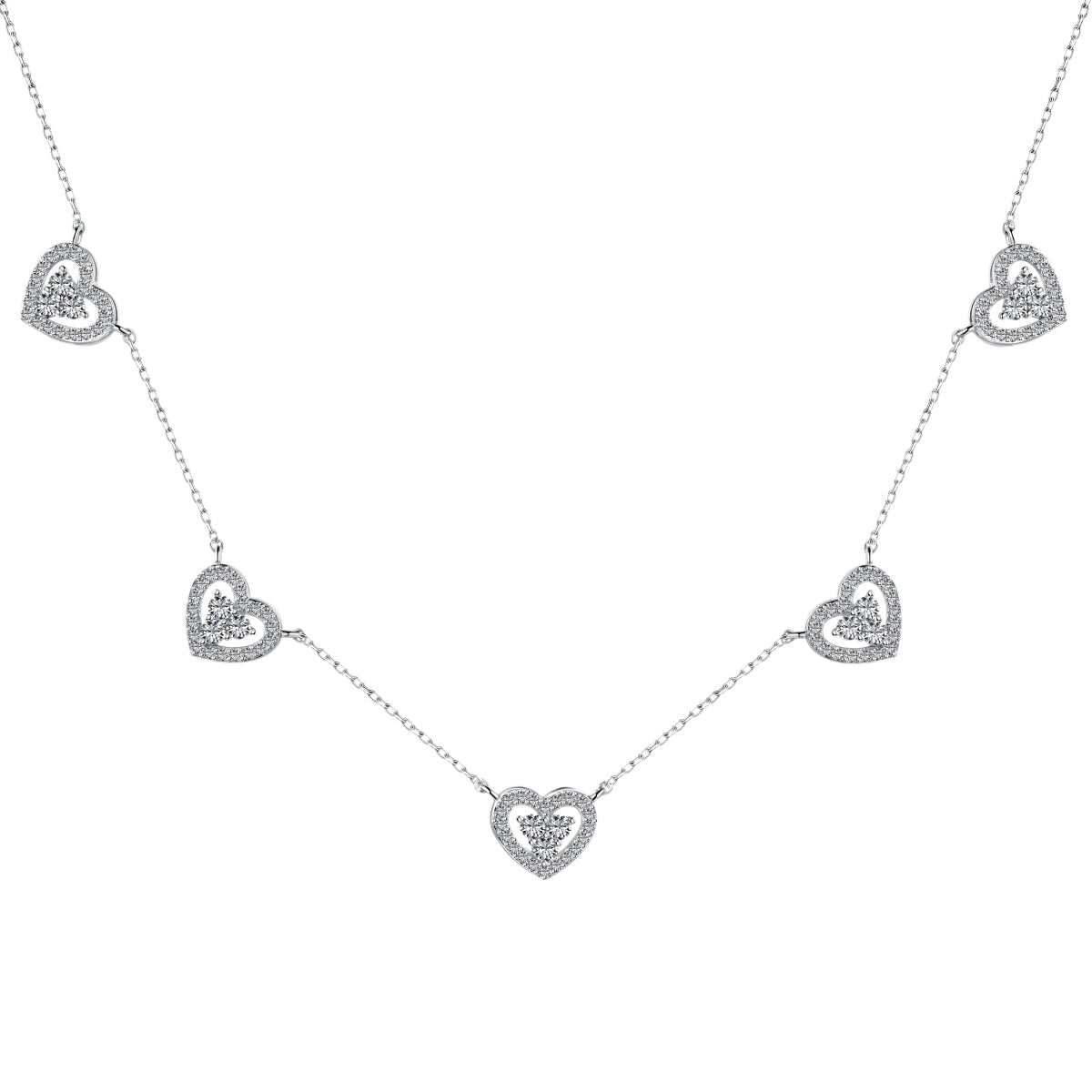 [Rose Jewellery]Sparkling Five Heart Necklace