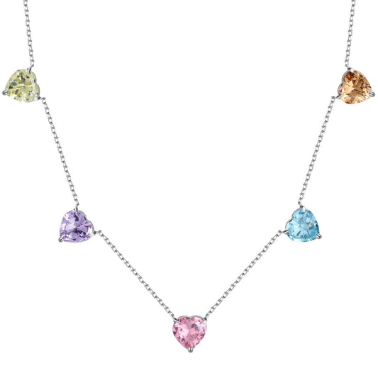 [Rose Jewellery]Sparkling Colorful Heart Cut Necklace