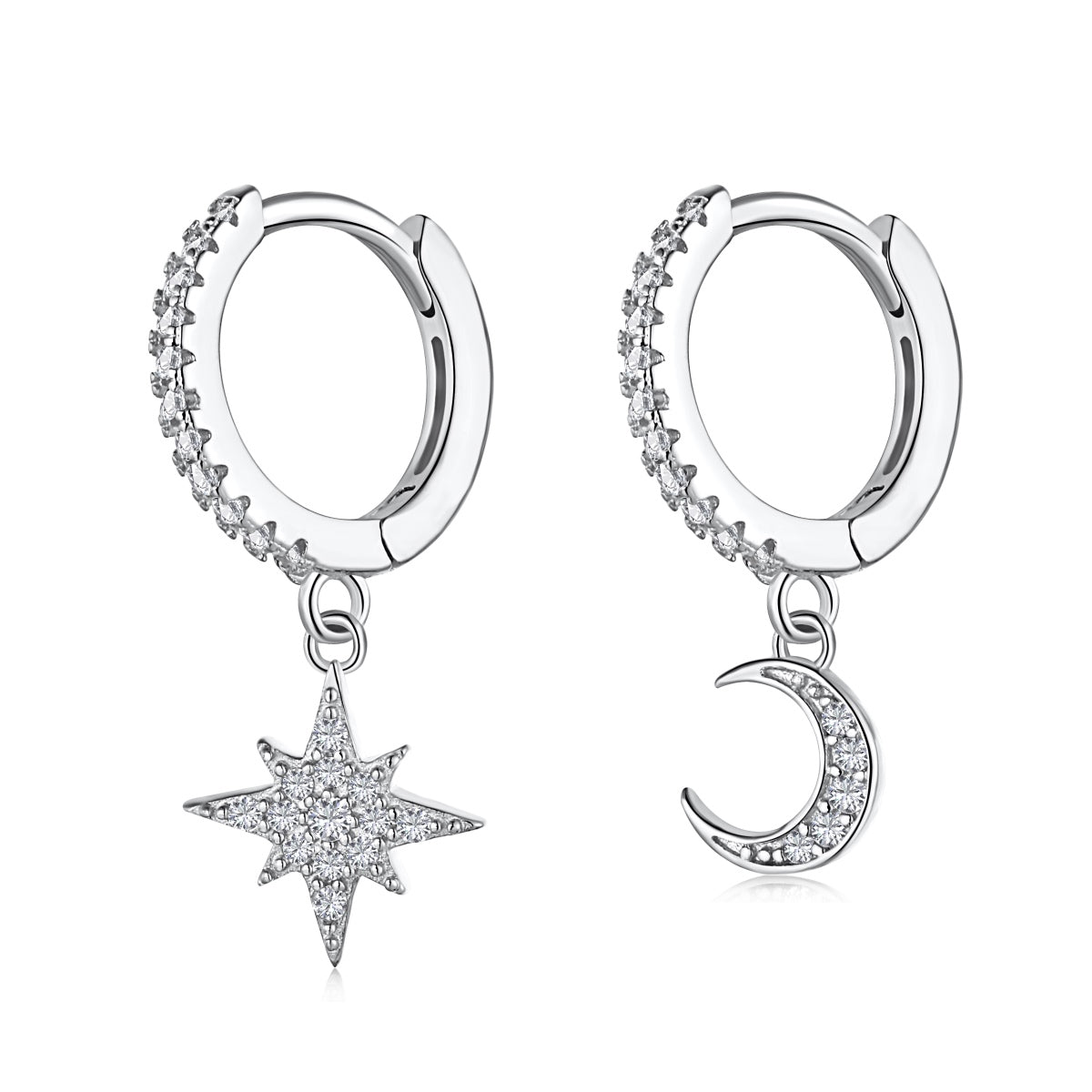 [Rose Jewellery]Star and Moon Asymmetric Earrings