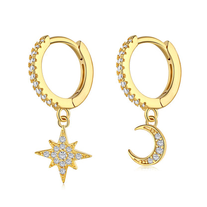 [Rose Jewellery]Star and Moon Asymmetric Earrings