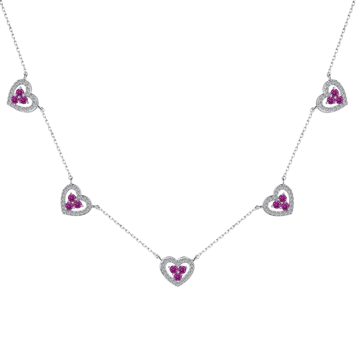 [Rose Jewellery]Sparkling Five Heart Necklace