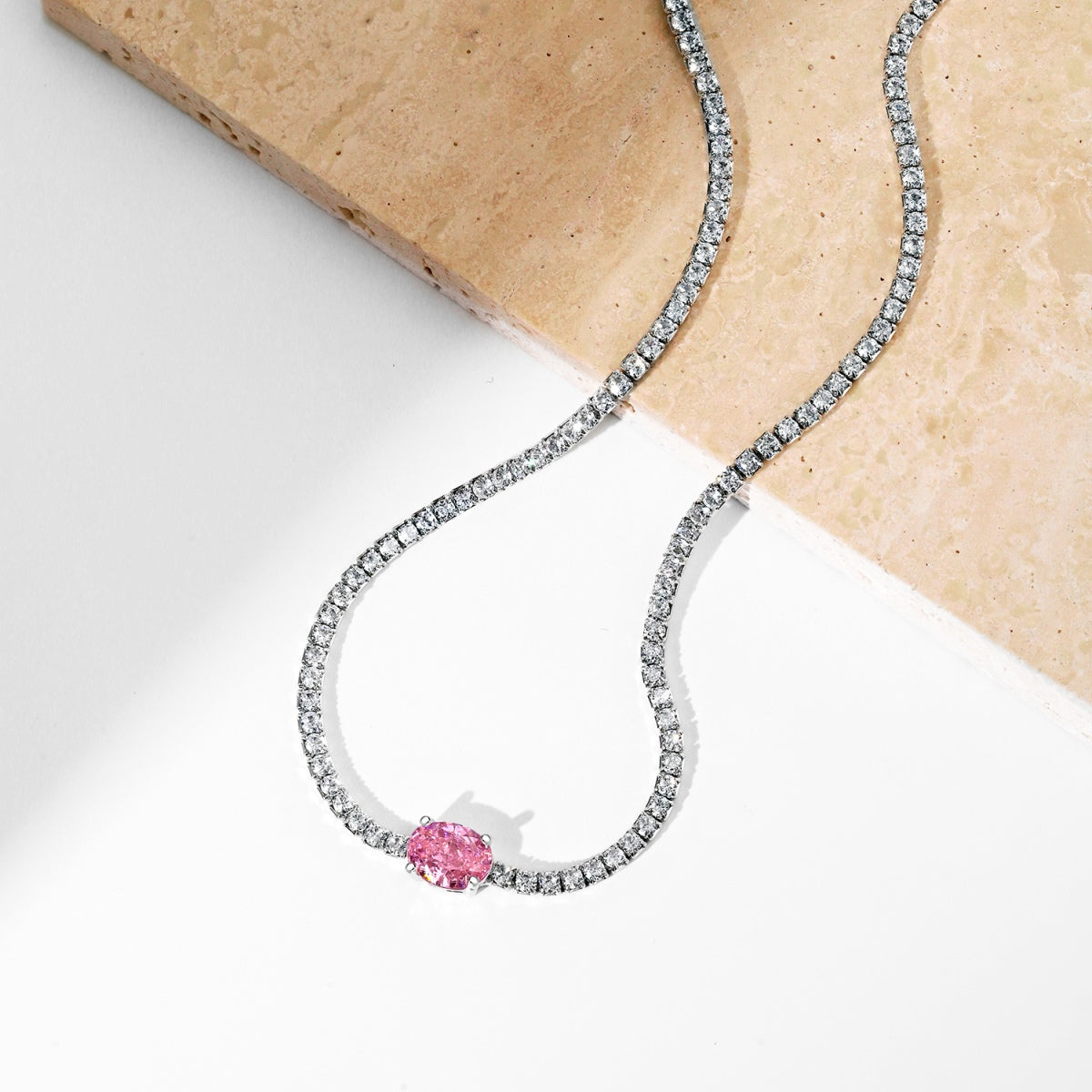 [Rose Jewellery]1.0 Carat Shining Oval Cut Necklace