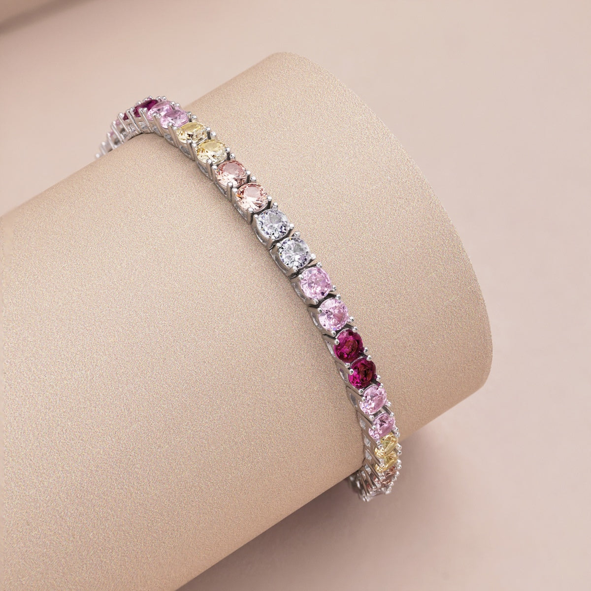 [Rose Jewellery]Radiant Colorful Round Cut Tennis Bracelet