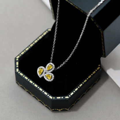 [Rose Jewellery]Elegant Flower Shape Pear Cut Necklace