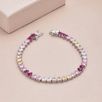 [Rose Jewellery]Luxurious Colorful Romantic Heart Shape Lover Bracelet