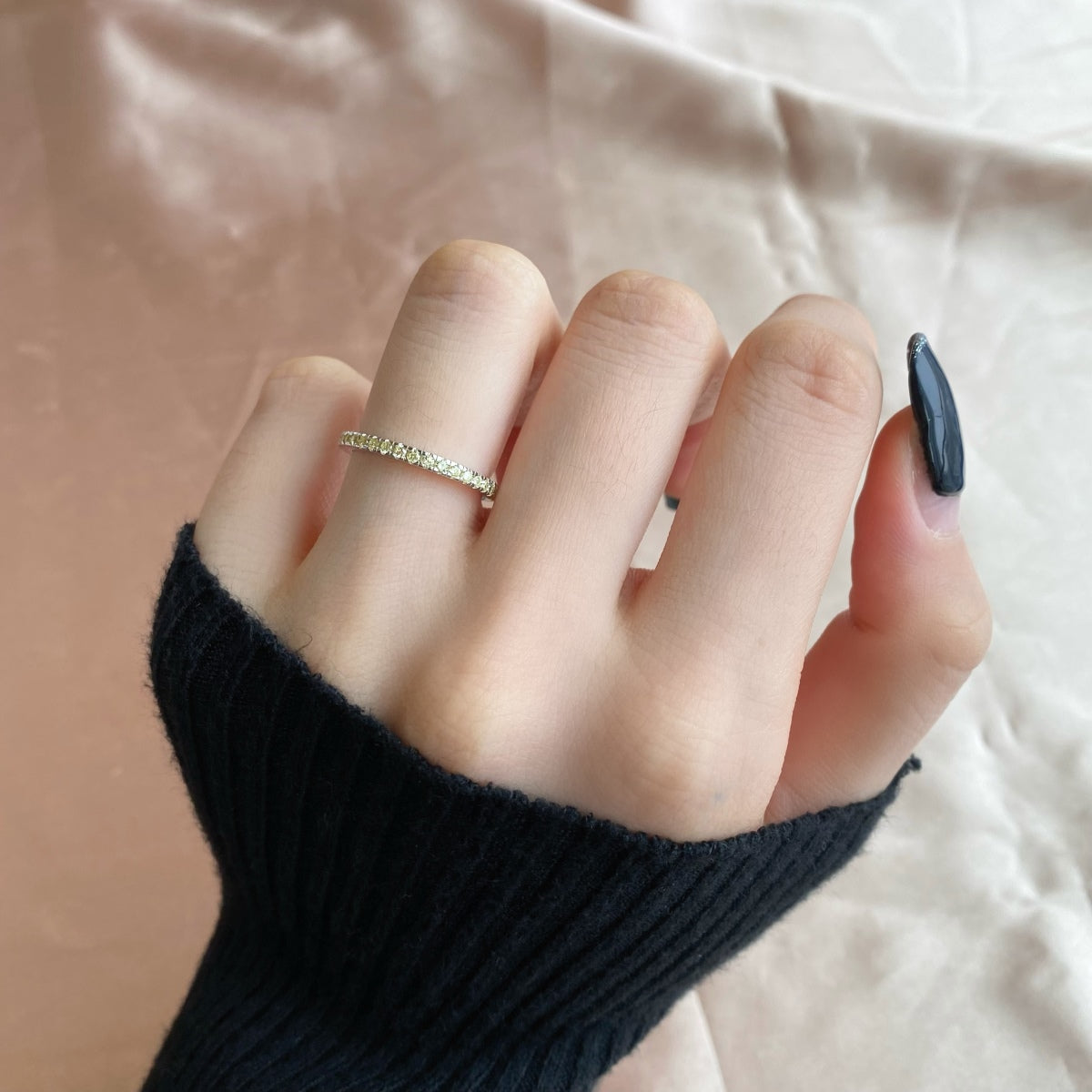 [Rose Jewellery]Delicate Sparkling Round Cut Daily Ring