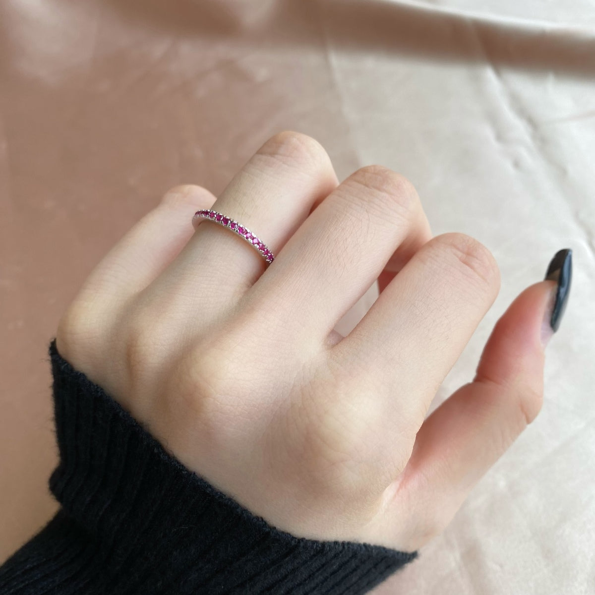 [Rose Jewellery]Delicate Sparkling Round Cut Daily Ring