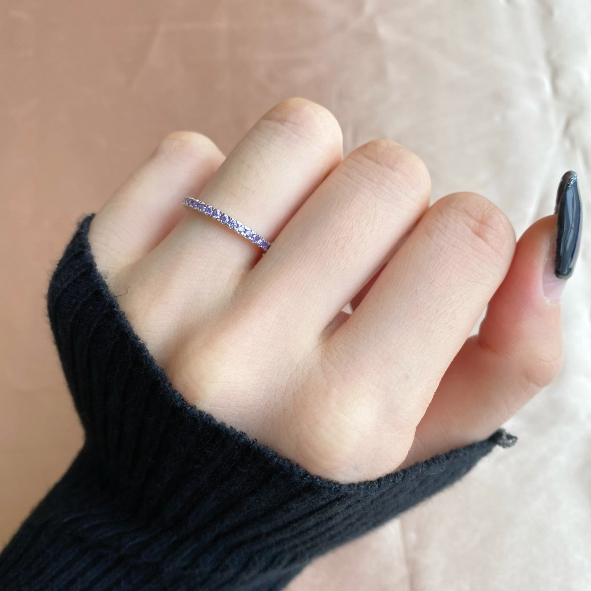 [Rose Jewellery]Delicate Sparkling Round Cut Daily Ring