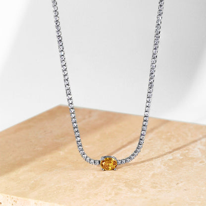 [Rose Jewellery]1.0 Carat Shining Oval Cut Necklace