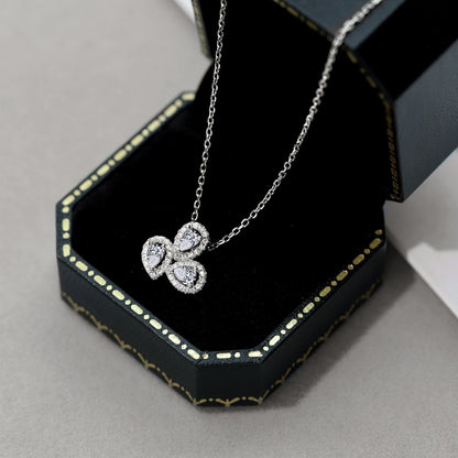 [Rose Jewellery]Elegant Flower Shape Pear Cut Necklace