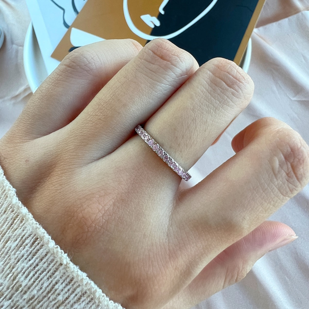 [Rose Jewellery]Delicate Sparkling Round Cut Daily Ring