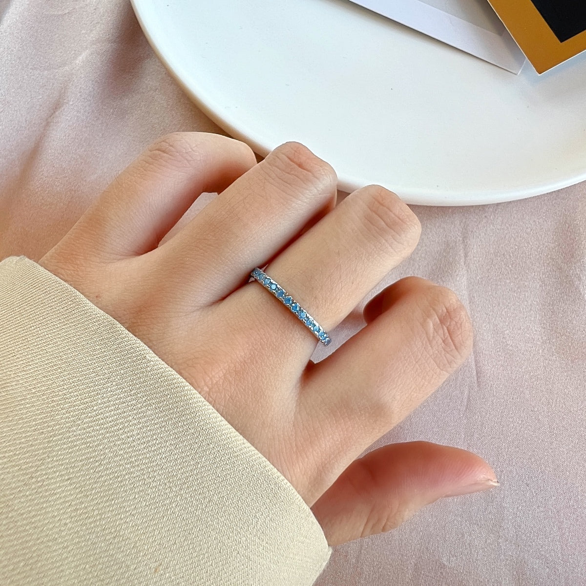 [Rose Jewellery]Delicate Sparkling Round Cut Daily Ring