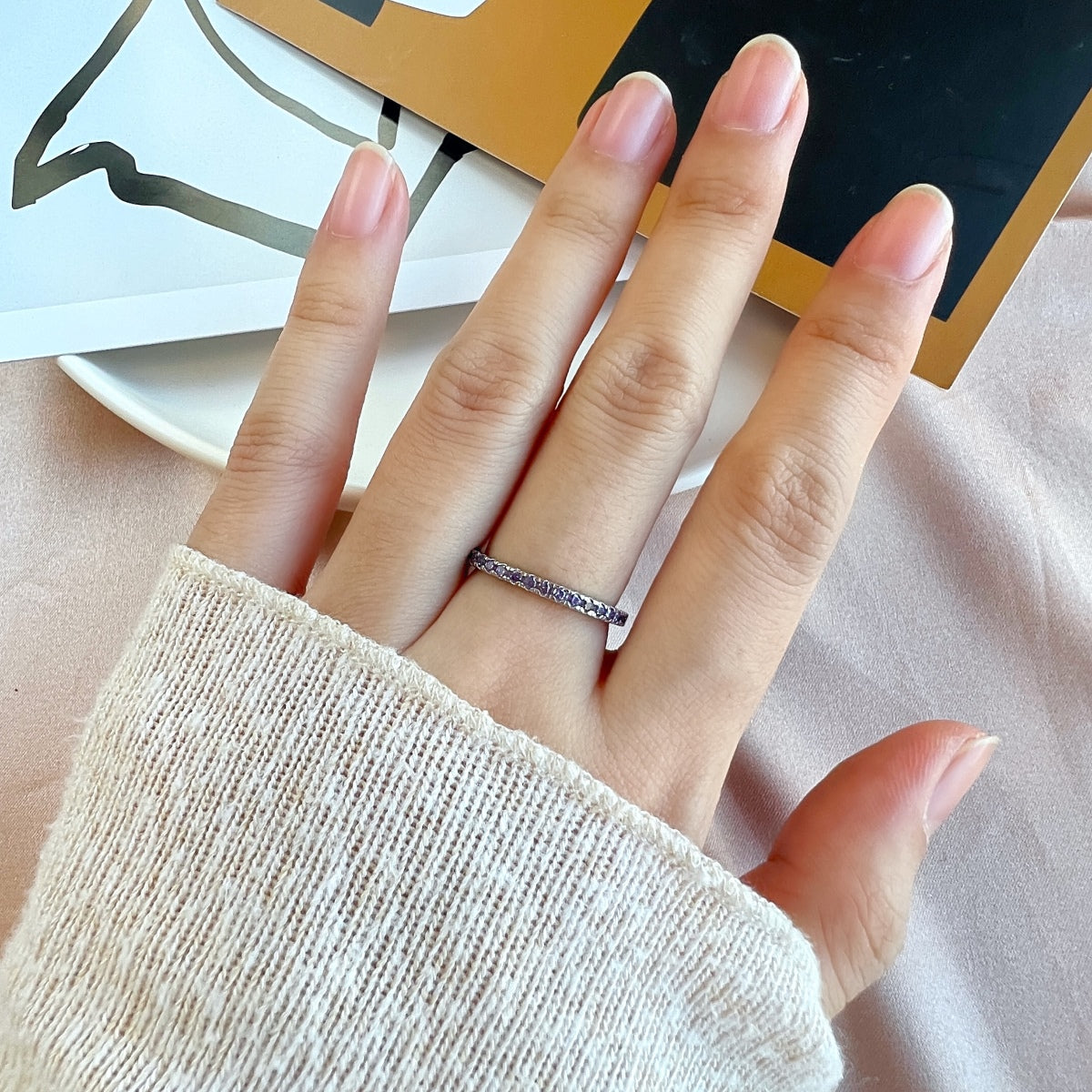 [Rose Jewellery]Delicate Sparkling Round Cut Daily Ring