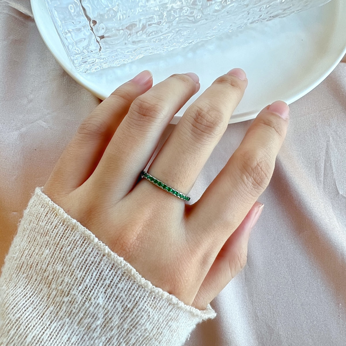 [Rose Jewellery]Delicate Sparkling Round Cut Daily Ring