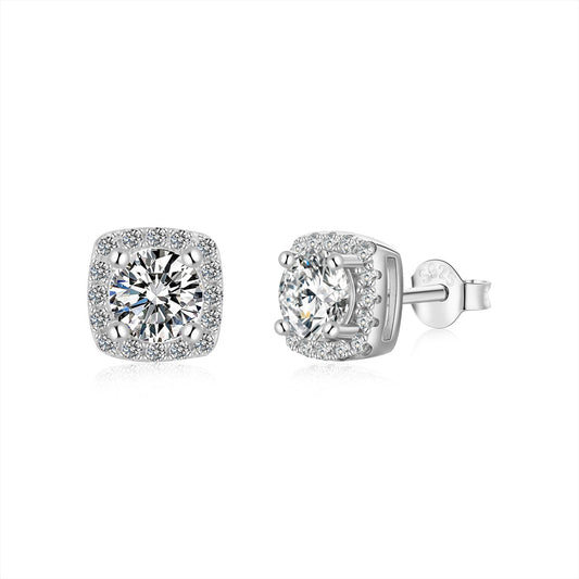 [Rose Jewellery]Classic Round Center Stone Stud Earrings