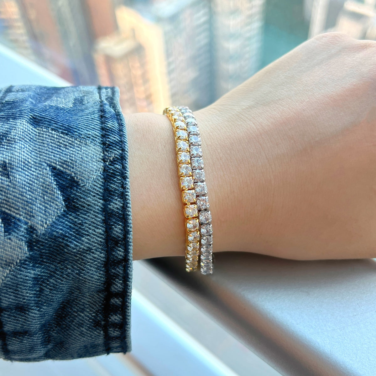 [Rose Jewellery]Sparkling Radiant Princess Cut Tennis Bracelet