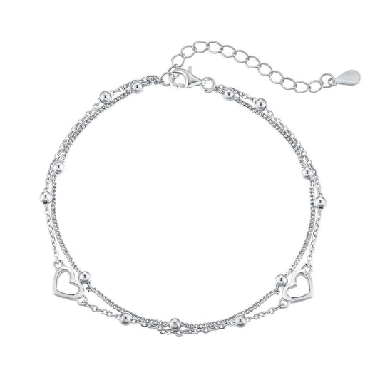 [Rose Jewellery]Dainty Double Layer Love Heart Bracelet