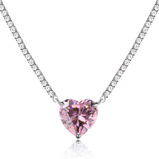 [Rose Jewellery]8.0 Carat Versatile Colorful Sweet Heart-Shaped Tennis Necklace