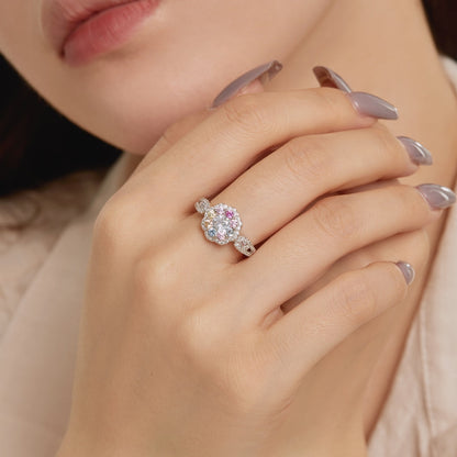 [Rose Jewellery]Delicate Colorful Round Cut Flower Shape Wedding Ring