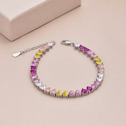 [Rose Jewellery]Luxurious Colorful Romantic Heart Shape Lover Bracelet