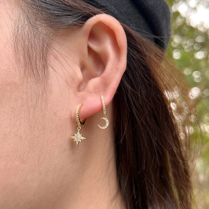 [Rose Jewellery]Star and Moon Asymmetric Earrings