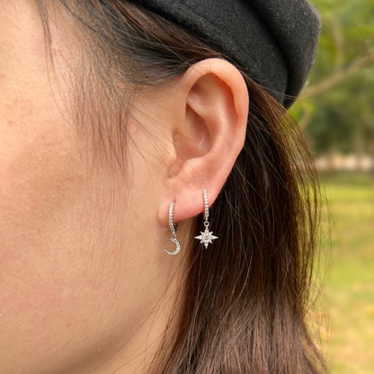 [Rose Jewellery]Star and Moon Asymmetric Earrings