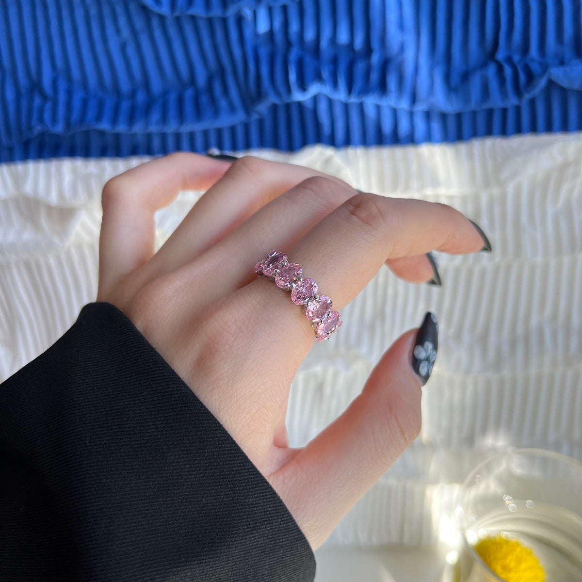 [Rose Jewellery]Dainty Elongated Cushion Cut Tennis Ring