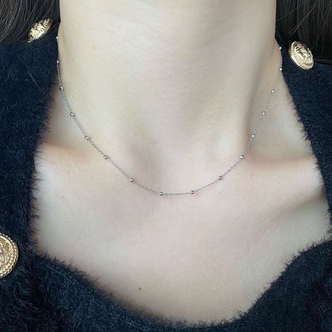 [Rose Jewellery]Small Bead Clavicle Chain Simple Necklace